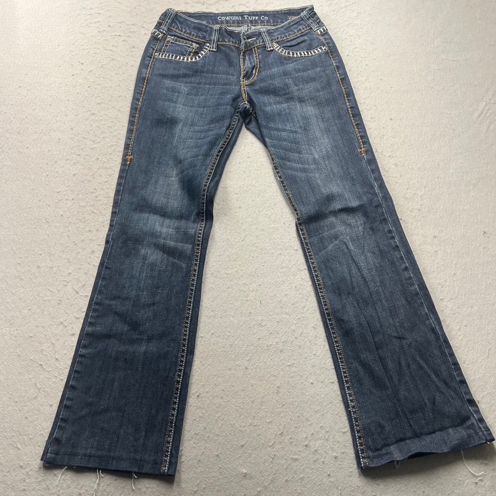 Cowgirl Tuff Co Jeans Womens 26x33 Blue Dark Wash Bootcut Whipstitch Embellished